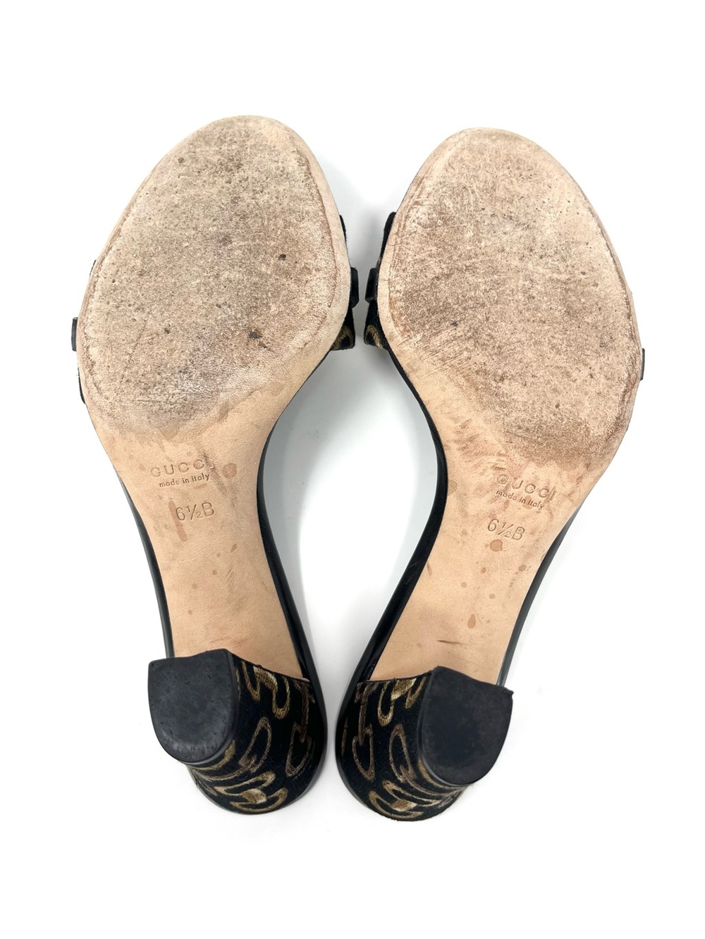 Vintage Vtg Gucci By Tom Ford 90s Black Bamboo Horsebit Sandals Slides Heels 6.5 - Picture 8 of 11